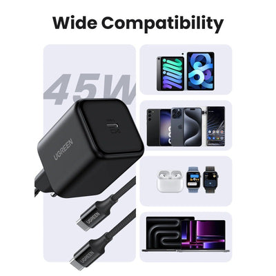 UGREEN 45W USB-C GaN Fast Wall Charger with 1M USB-C to USB-C Cable in Lebanon - OutGeeked