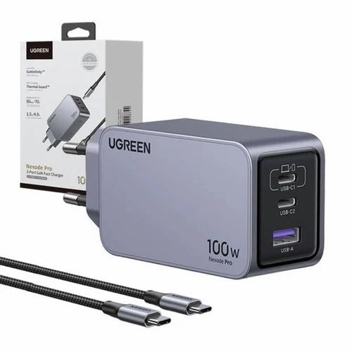 UGREEN Nexode Pro 100W GaN 3-Port Wall Charger with USB-C to USB-C Cable (25874) in Lebanon - OutGeeked