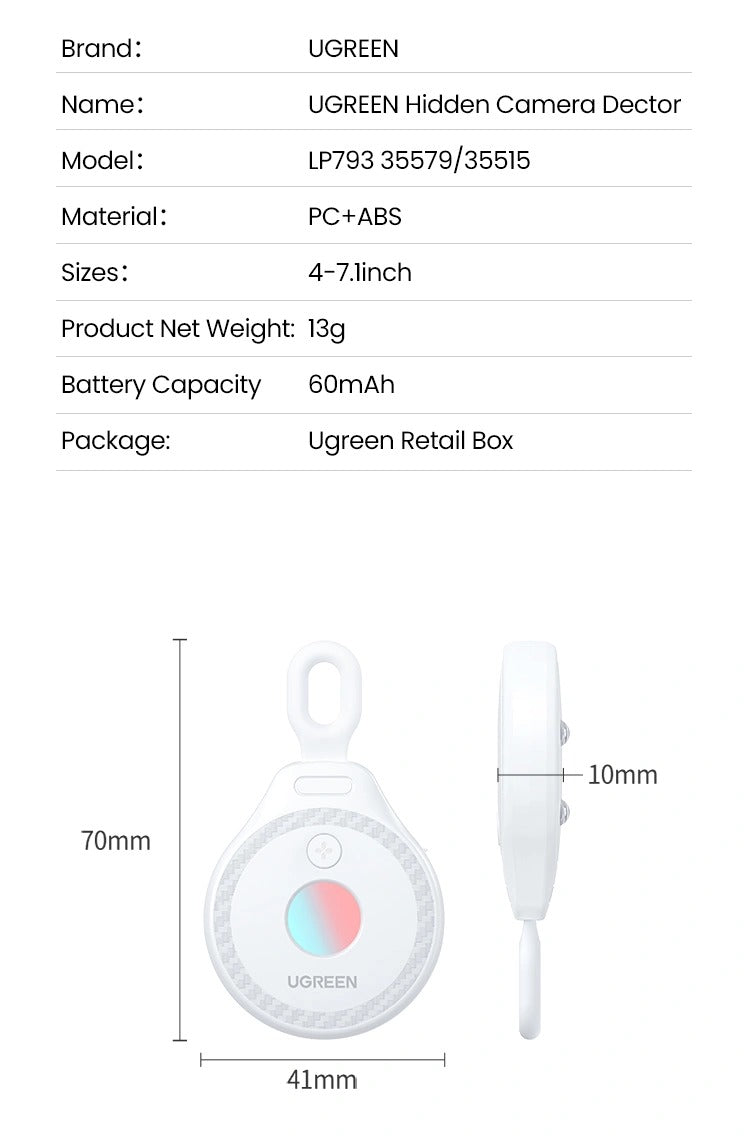 UGREEN Hidden Infrared Camera Detector, Rechargeable and Pocket-Sized (35579) in Lebanon - OutGeeked