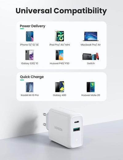 UGREEN 38W Dual-Port USB-A + USB-C Fast Wall Charger (60468) in Lebanon - OutGeeked