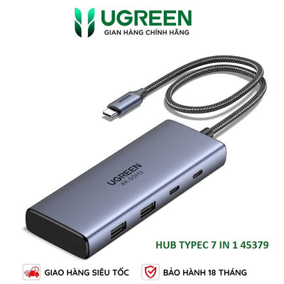 UGREEN 7-in-1 Dual Display USB-C Hub with 4K HDMI & 100W PD (45379) in Lebanon - OutGeeked