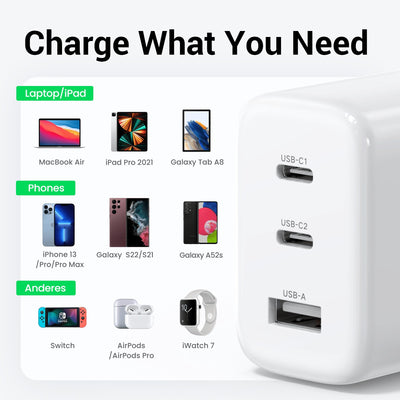 UGREEN 65W Triple Port USB-A + Dual USB-C Smart Fast Wall Charger (90496) in Lebanon - OutGeeked