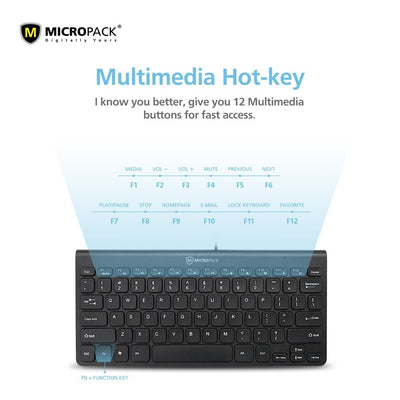 Micropack Mini Ultra Slim Wired Keyboard 78-Key English (K-2208STL) in Lebanon - OutGeeked