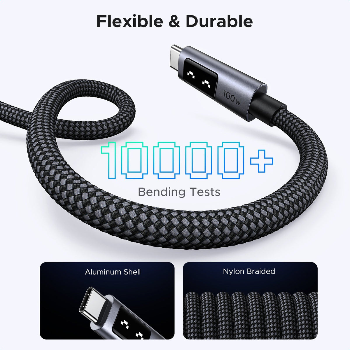 UGREEN USB-C to USB-C 100W Fast Charging Braided Cable with LED Indicator in Lebanon - OutGeeked