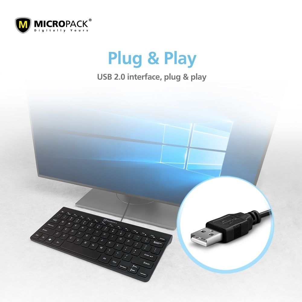 Micropack Mini Ultra Slim Wired Keyboard 78-Key English (K-2208STL) in Lebanon - OutGeeked