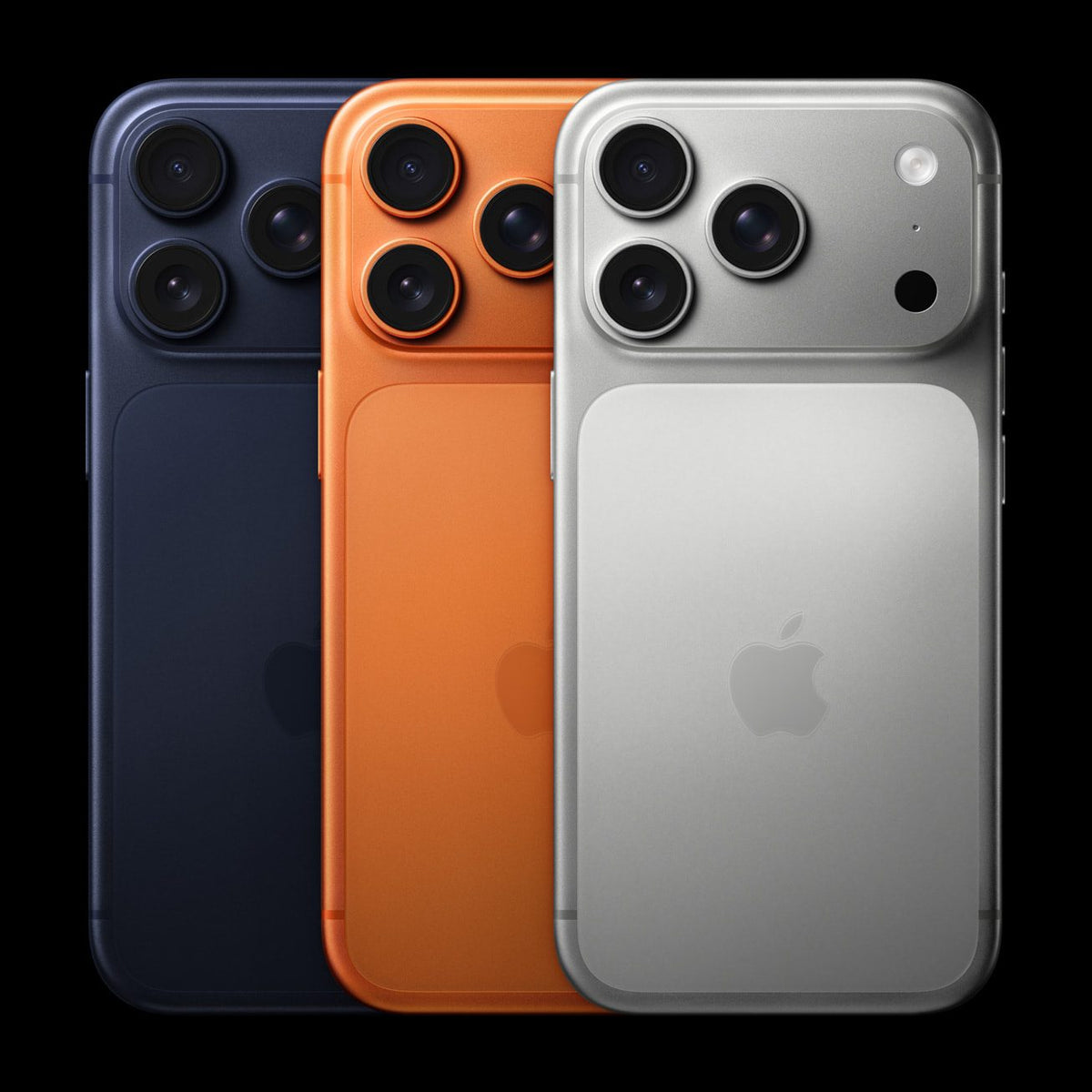 iPhone 17 Pro Max in Deep Blue, Cosmic Orange and Silver