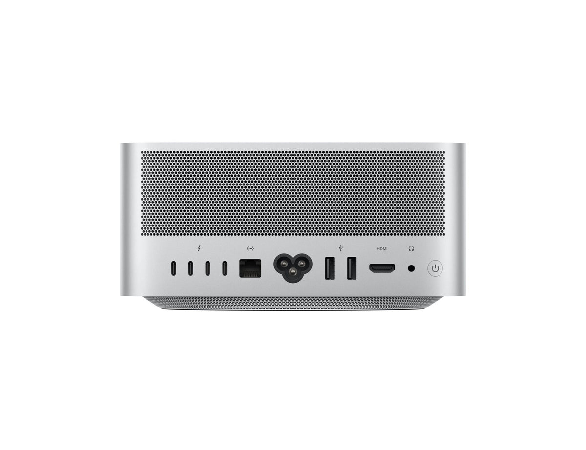 Apple Mac Studio M5 Max (2026) - back ports: four Thunderbolt 5, 10Gb Ethernet, two USB-A, HDMI 2.1, headphone jack