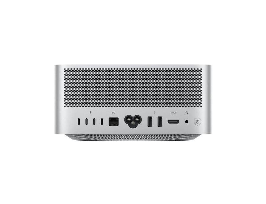 Apple Mac Studio M5 Max (2026) - back ports: four Thunderbolt 5, 10Gb Ethernet, two USB-A, HDMI 2.1, headphone jack