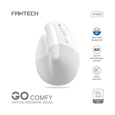 Fantech W195R Go Comfy Rechargeable Vertical Wireless Mouse, Silent Click in Lebanon - OutGeeked