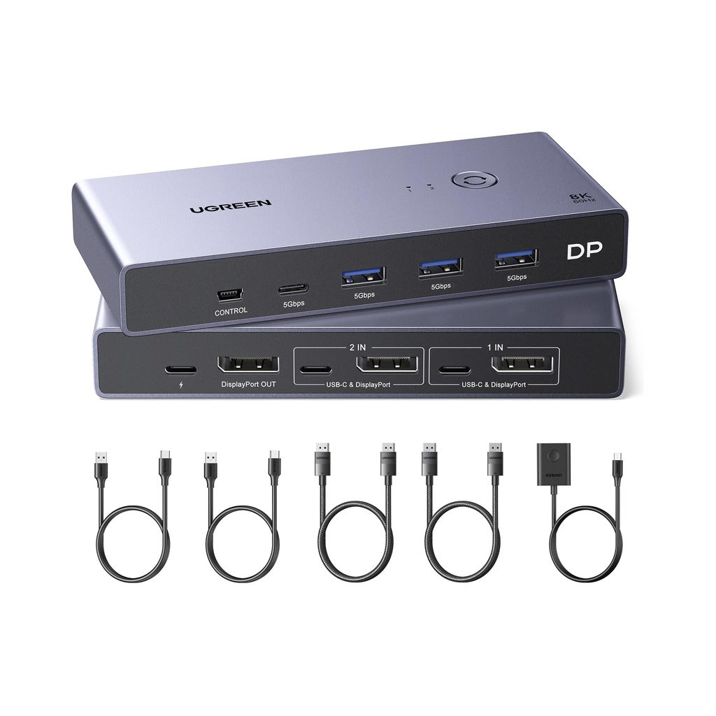 UGREEN 8K 2-Port DisplayPort KVM Switch Box with USB 3.0 Hub (25962) in Lebanon - OutGeeked