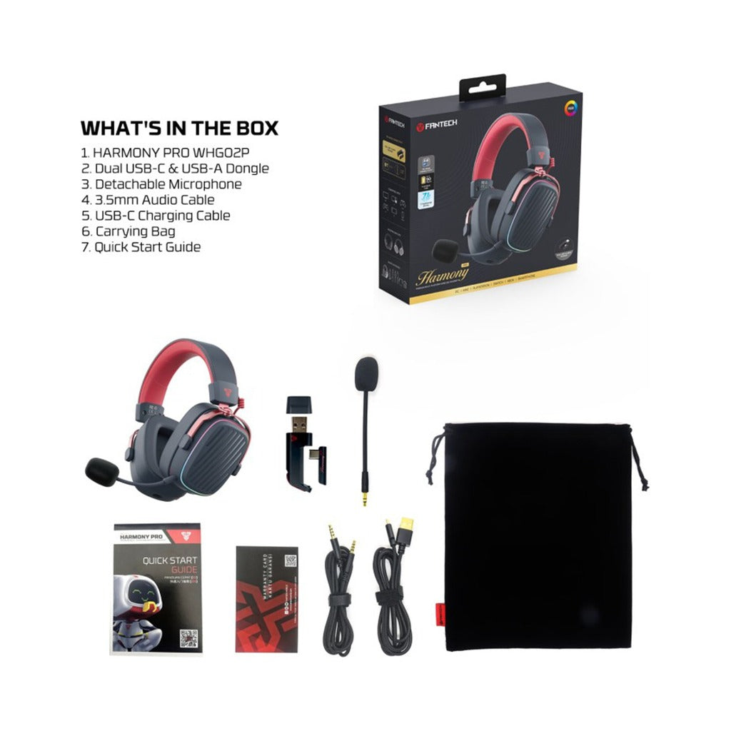 Fantech WHG02 PRO Harmony Wireless Gaming Headset, Virtual 7.1, 90 Hours in Lebanon - OutGeeked