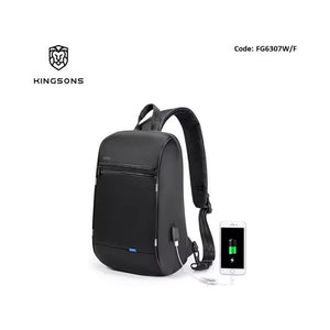 Kingsons Water-Resistant Sling Backpack with USB Charging Port (FG6307W)