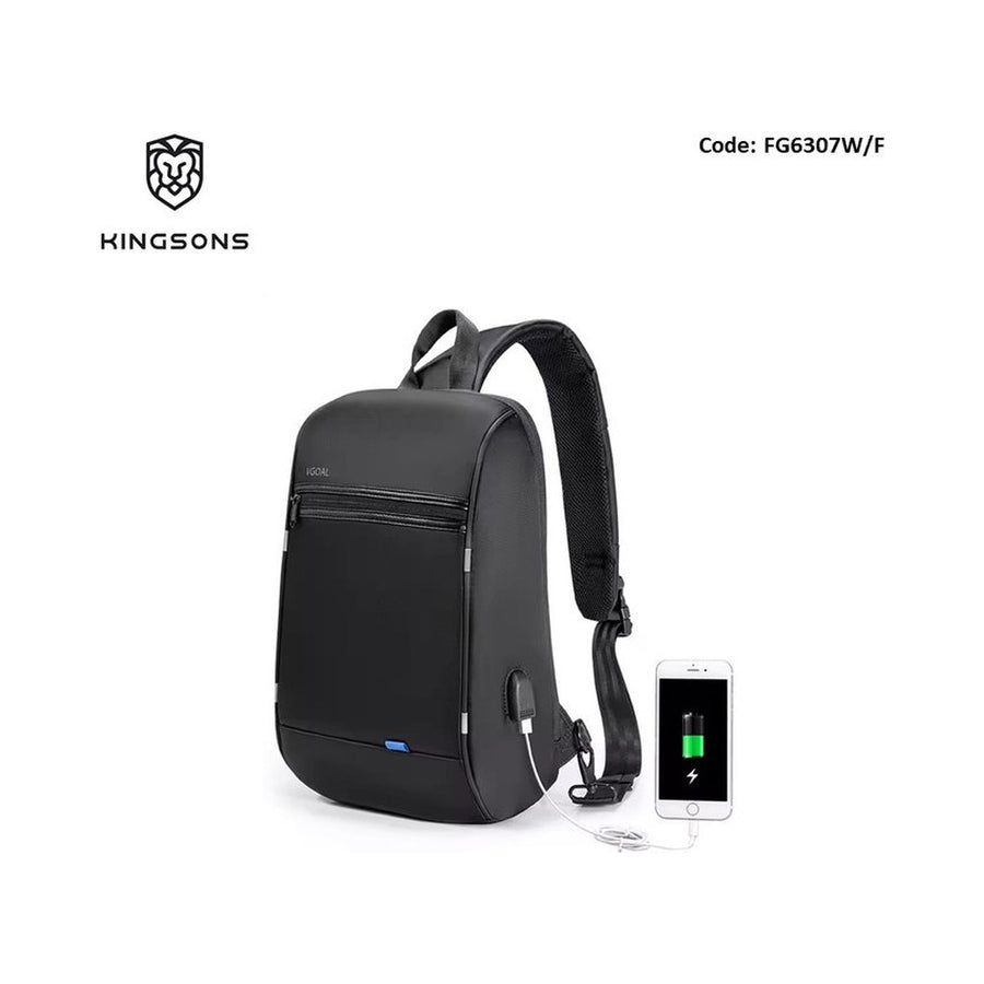 Kingsons Water-Resistant Sling Backpack with USB Charging Port (FG6307W) in Lebanon - OutGeeked
