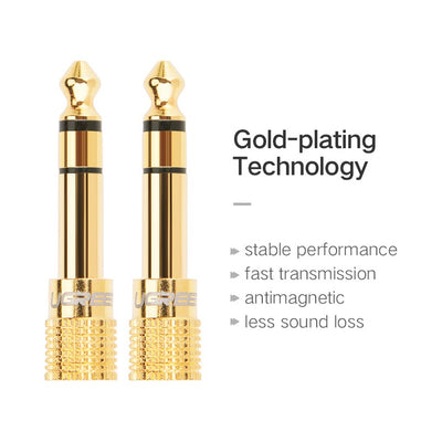 UGREEN 6.35mm Male to 3.5mm Female Adapter, Gold-Plated Brass (20503) in Lebanon - OutGeeked