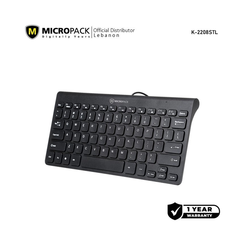 Micropack Mini Ultra Slim Wired Keyboard 78-Key English (K-2208STL) in Lebanon - OutGeeked