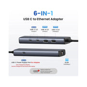 UGREEN 6-in-1 USB-C Hub with Gigabit Ethernet and Power Port (45320) in Lebanon - OutGeeked