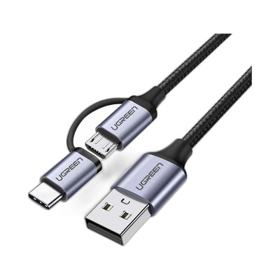 UGREEN 2-in-1 USB-A to Micro-USB & USB-C Braided Cable 1M (30875) in Lebanon - OutGeeked