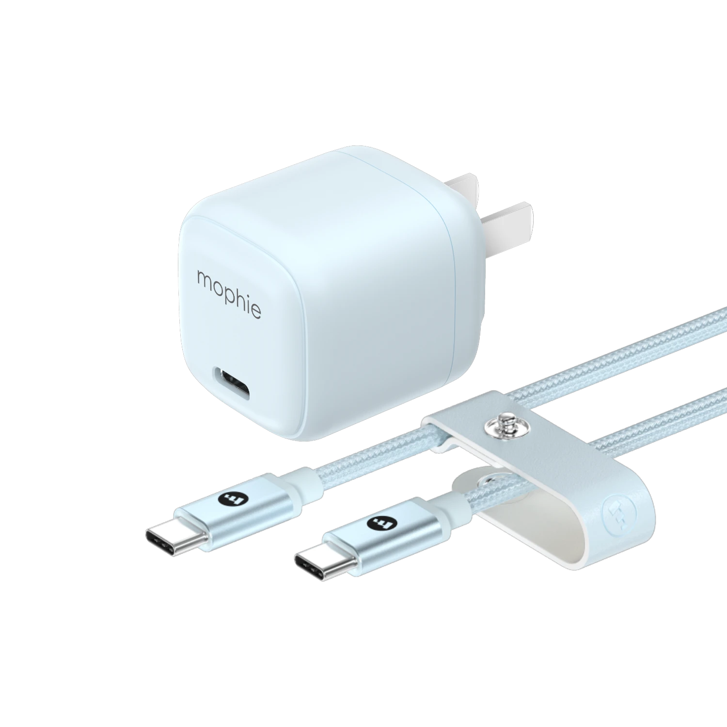 Mophie 30W USB-C GaN Charger + Cable Bundle (30W/GaN, 60W/1M) - Blue