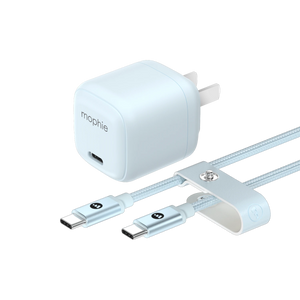 Mophie 30W USB-C GaN Charger + Cable Bundle (30W/GaN, 60W/1M) - Blue