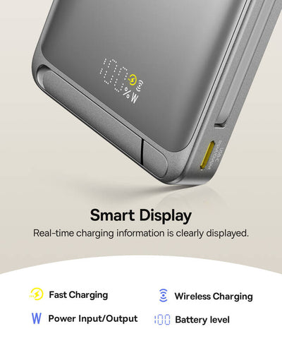 Baseus Nomos Qi2 10,000mAh - 45W (Magnetic Power Bank with Kickstand and Built-in USB-C Cable)