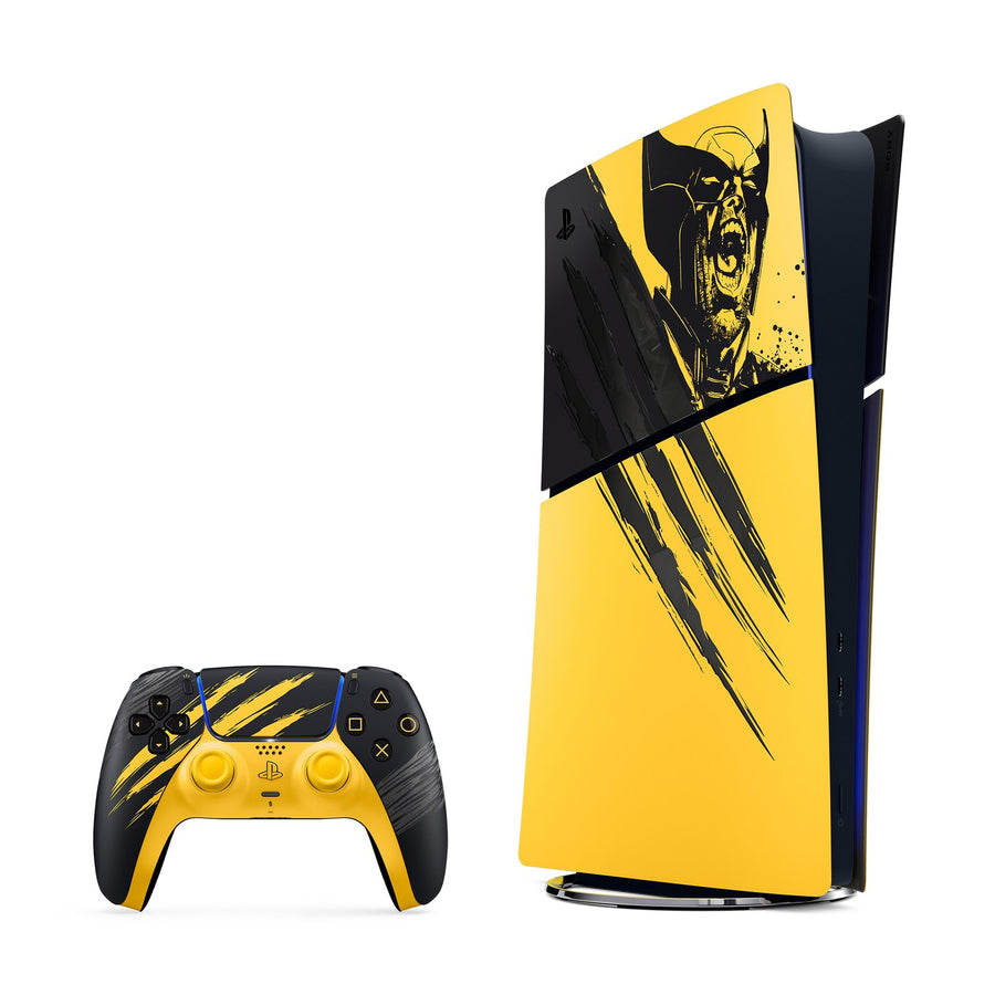 PS5 Digital Edition Marvel's Wolverine Battle Yellow Limited Edition console and controller