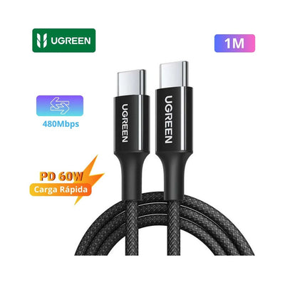 UGREEN USB-C to USB-C PD 60W Fast Charge Braided Cable - Black