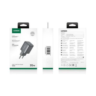UGREEN 20W GaN USB-C Wall Charger with PD3.0 & QC4.0+ - Gray