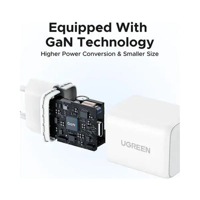 UGREEN 20W GaN USB-C Wall Charger with PD3.0 & QC4.0+ - White