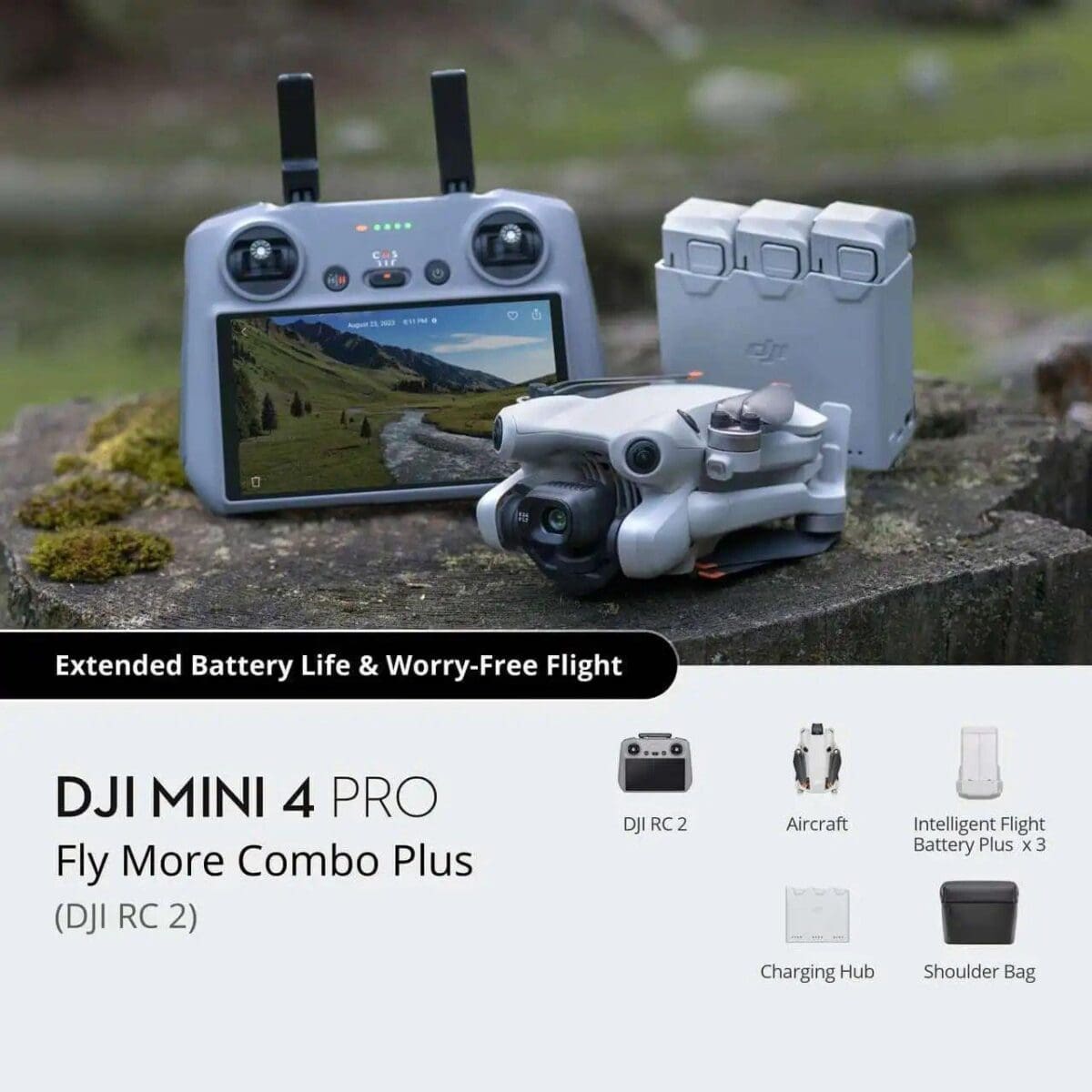 DJI Mini 4 Pro Fly More Combo Plus (DJI RC2) – Folding Mini-Drone with 4K HDR Video Camera and Remote Control