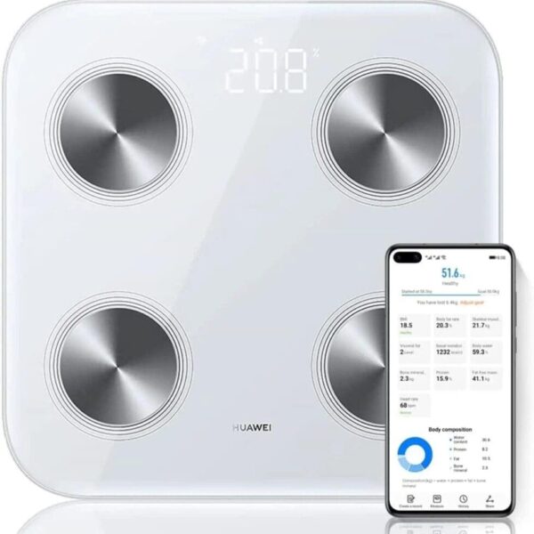 Huawei Scale 3 (Smart Body Composition Scale, Body Fat Rate, Muscle Mass with Wi-Fi and Bluetooth Support)