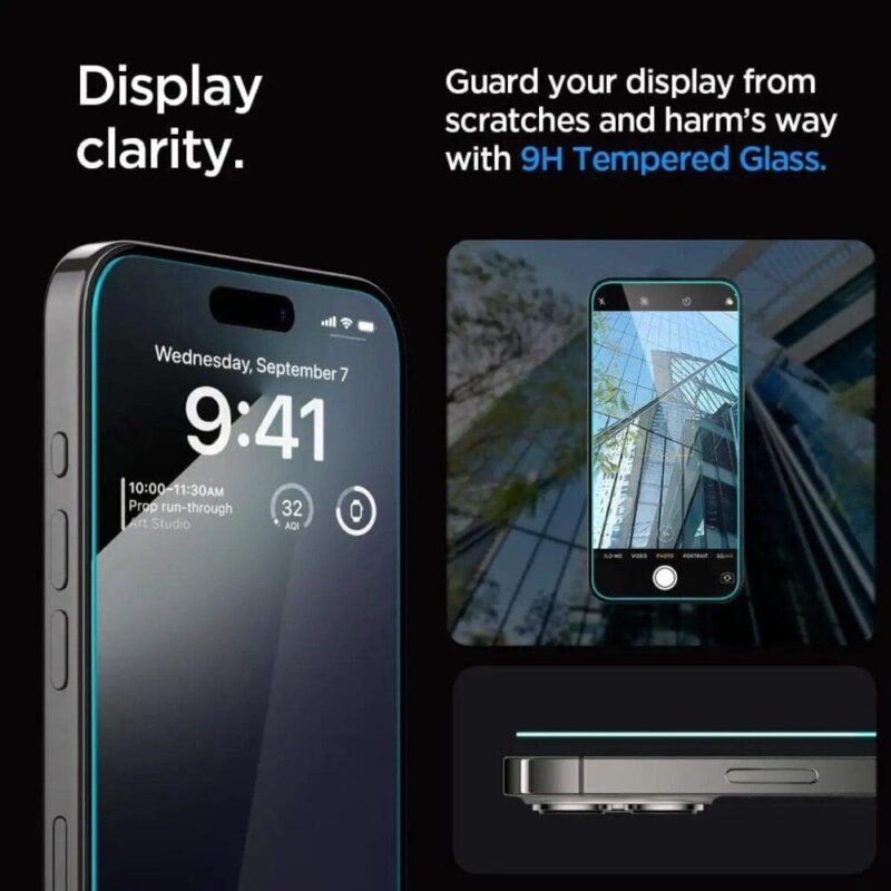 Spigen – Tempered Glass [GlassTR EZ FIT] – Apple iPhone 15 Pro Max Screen Protector