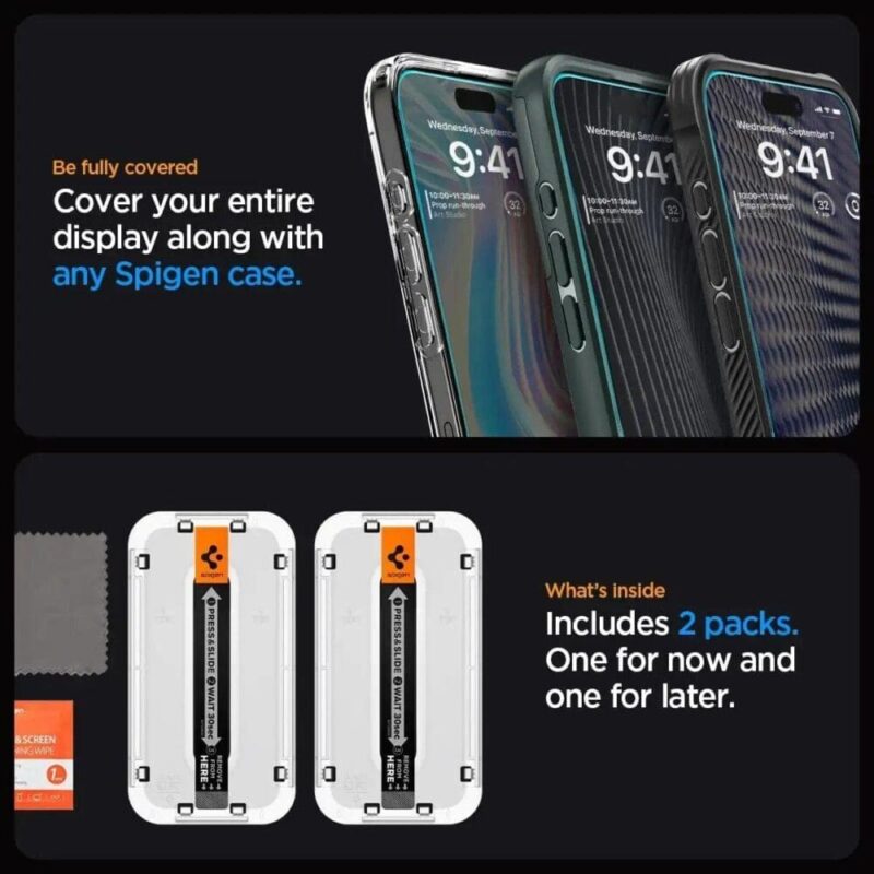 Spigen – Tempered Glass [GlassTR EZ FIT] – Apple iPhone 15 Pro Max Screen Protector