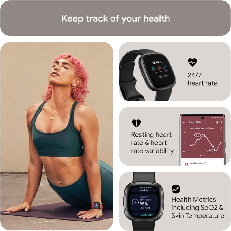 Fitbit Versa 4 (Fitness Smartwatch with Daily Readiness, GPS, 24/7 Heart Rate, 40+ Exercise Modes, Sleep Tracking)