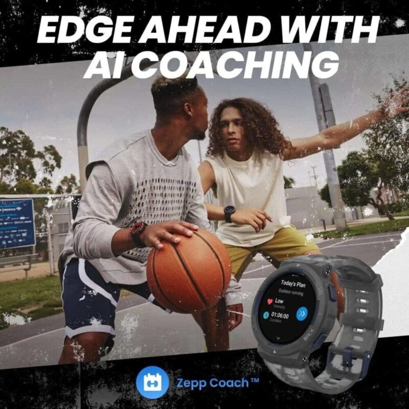 Amazfit Active Edge (46mm, Rugged Watch, GPS, AI Health Coach, 16-Day Battery, 130+ Sports Modes, Activity Trackers and Android/iOS Compatible)