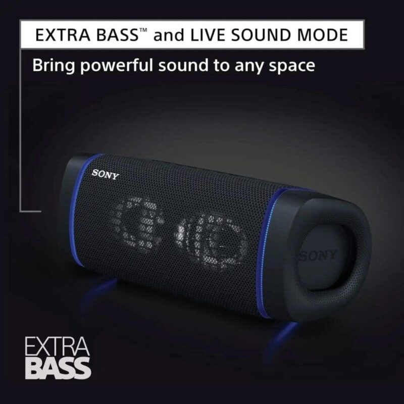 Sony SRS-XB33 (Extra Bass Wireless Bluetooth Portable Speaker, IP67 Waterproof, Indoor/Outdoor, 24 Hour Battery, Party Lights, USB-C)