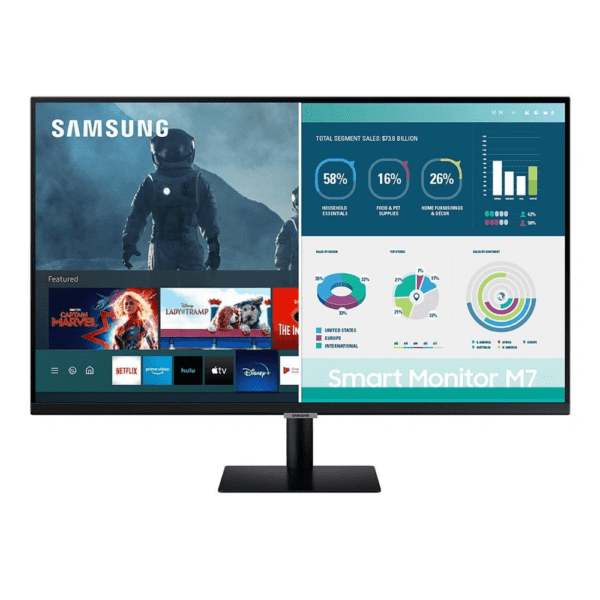 Samsung Smart Monitor M70 | Voice Assistant | Mirroring | UltraWide GameView  – 32 Inch  (LS32AM702PNXZA)