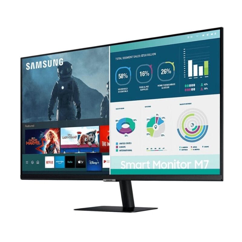 Samsung Smart Monitor M70 | Voice Assistant | Mirroring | UltraWide GameView  – 32 Inch  (LS32AM702PNXZA)
