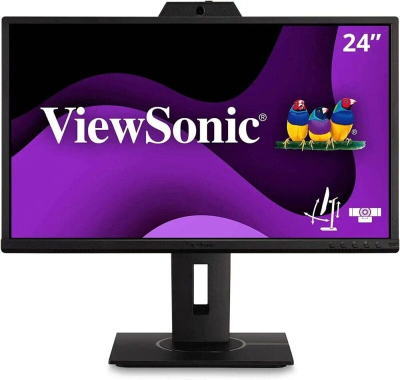 ViewSonic WorkPro IPS Conferencing Monitor| Builtin FHD Webcam&Mic| Adjustable vertical angles| Ergonomic Flexibility| Dual frontfacing speakers| Mountable| Swivel, Tilt, Pivot & Height adjust – 24 Inch (VG2440V)