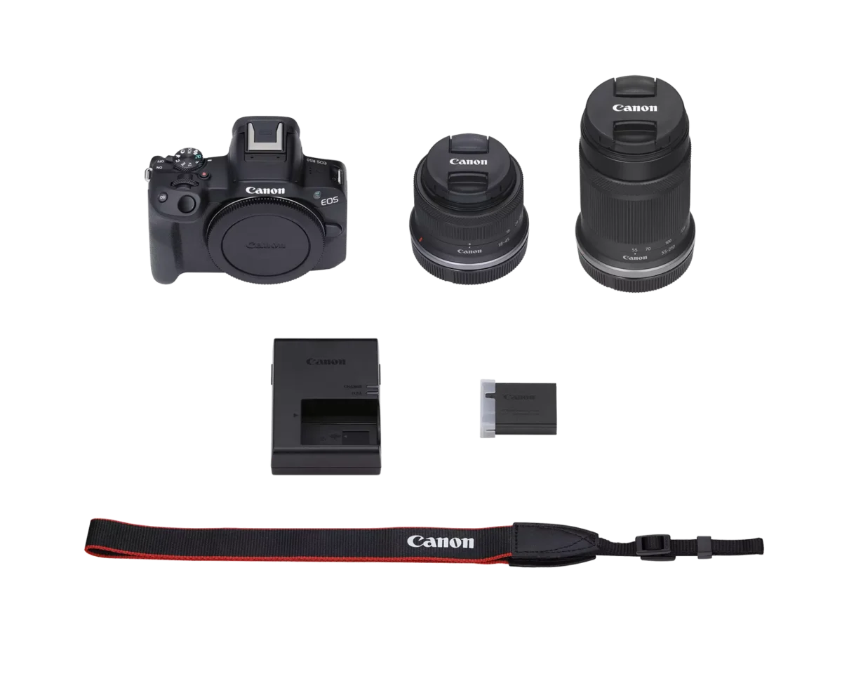 Canon EOS R50 RF-S 18-45mm F4.5-6.3 IS STM/RF-S 55-210mm F5-7.1 IS STM Twin kit | Camera & Lens
