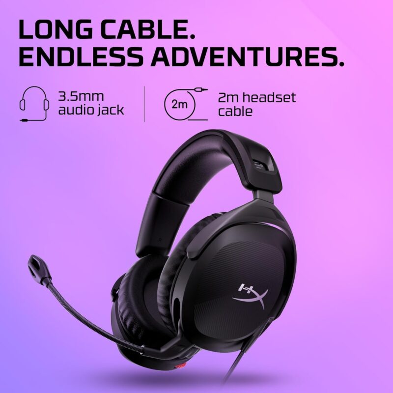 HyperX Cloud Stinger 2 (DTS Wired Gaming Headset, Spatial Audio, Lightweight With mic, Swivel-to-Mute, 50mm Drivers)