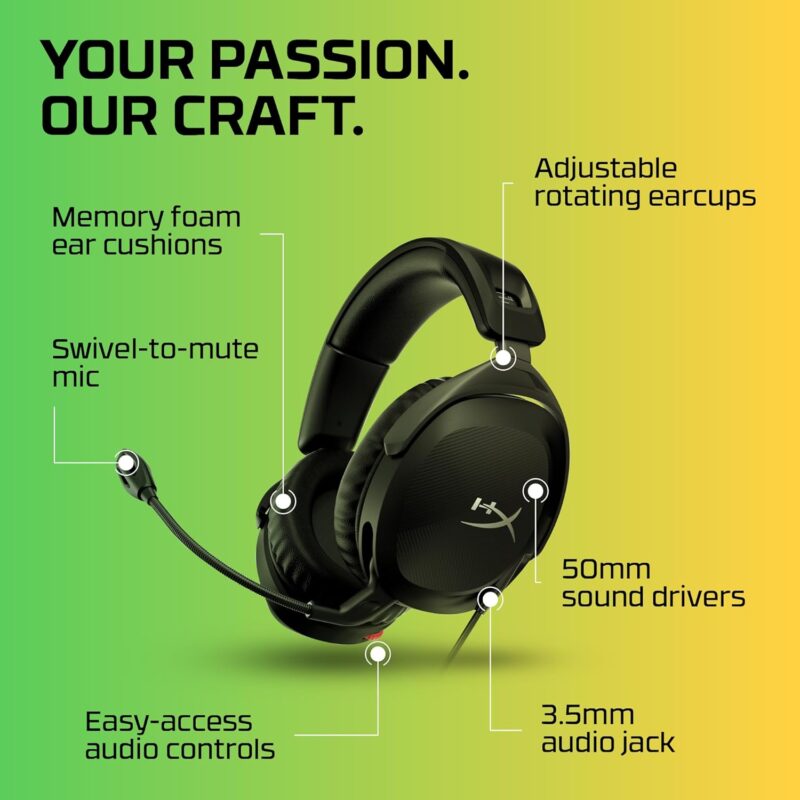 HyperX Cloud Stinger 2 (DTS Wired Gaming Headset, Spatial Audio, Lightweight With mic, Swivel-to-Mute, 50mm Drivers)