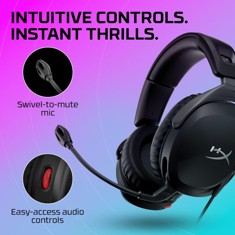 HyperX Cloud Stinger 2 (DTS Wired Gaming Headset, Spatial Audio, Lightweight With mic, Swivel-to-Mute, 50mm Drivers)