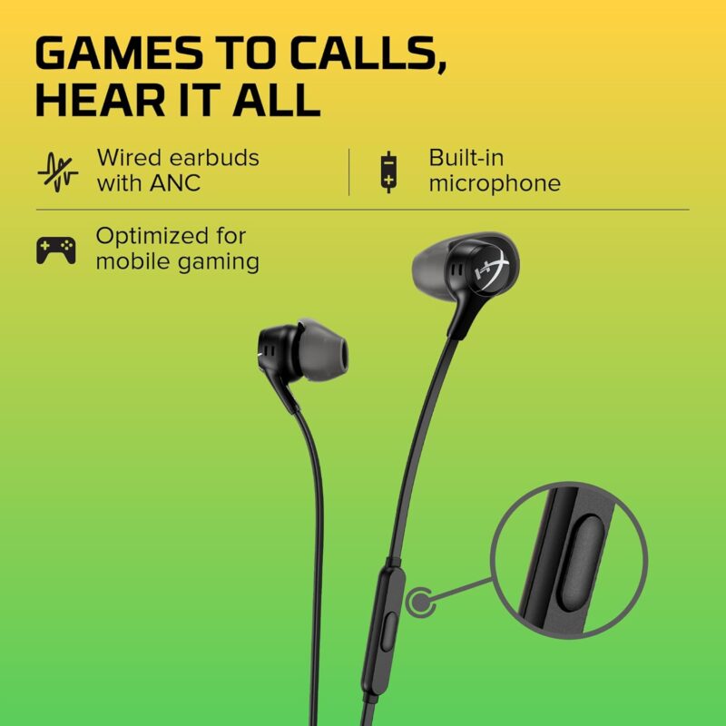 HyperX Cloud Earbuds II (14mm Drivers, Hard-Shell Case, 3.5mm Plug, Built-in Microphone, For PC, Mobile, Nintendo Switch)