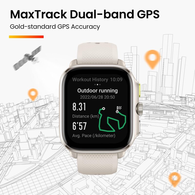 Amazfit Cheetah Square (Dual-Band GPS, Route Navigation & Offline Maps, Training Template, Heart Rate Monitor)