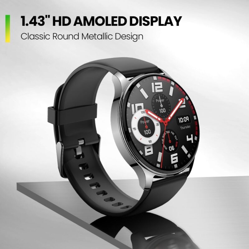 Amazfit Pop 3R (1.43″ Smartwatch, AMOLED Display, Bluetooth Calling, SpO2, 12-Day Battery Life, AI Assistant, 100 Sports Modes)
