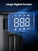 UGREEN Portable Cordless Electric Air Pump and Tyre Inflator (150PSI Air Pump with Battery LED Light, Cordless)