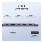 UGREEN 9-in-1 USB-C To 100W PD + 3xUSB3.0 + USB-C + 4K 30Hz HDMI + VGA + Ethernet + SD + TF (15600) | USB-C Hub