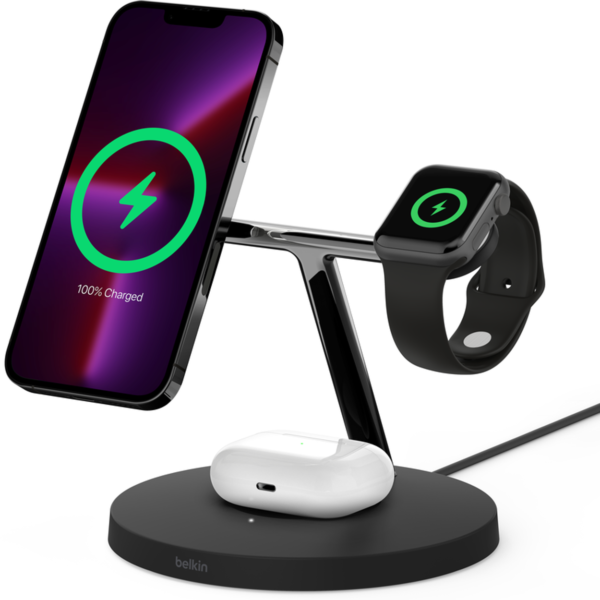 Belkin BoostCharge Pro 3-in-1 Magnetic Wireless Charging Stand with Qi2 15W (WIZ017VFWH)