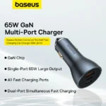 Baseus Golden Contactor Pro USB-A Car Charger + 2x USB-C 65W