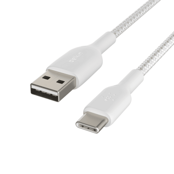 Belkin BoostCharge Braided USB-C to USB-A Cable (CAB002BT2MWH) | Charge & Sync Cable